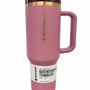 Stanley Pink Tumbler with Gold Trim